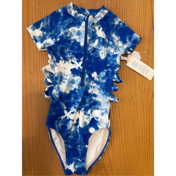 Treasure & Bond Other - NWT Treasure & Bond Girls Cutout UPF 50+ One Piece Swimwear Blue White Size 7